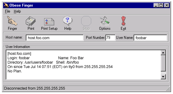View of the Main Obese Finger User Interface (Screen Shot)